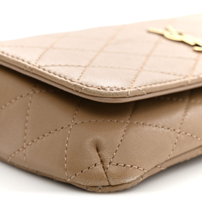 Saint Laurent Lambskin Quilted Gaby Phone Holder Crossbody Dark Toffee 9 of 13