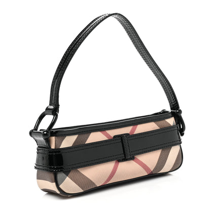 Burberry Patent Supernova Check Link Stirrup Small Bag Black 3 of 10