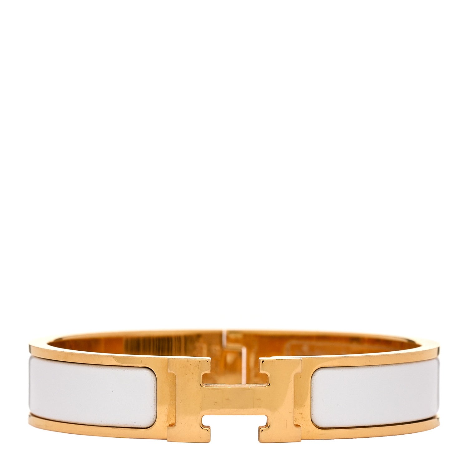 Hermes Enamel Narrow Clic Clac H Bracelet PM White 1 of 4