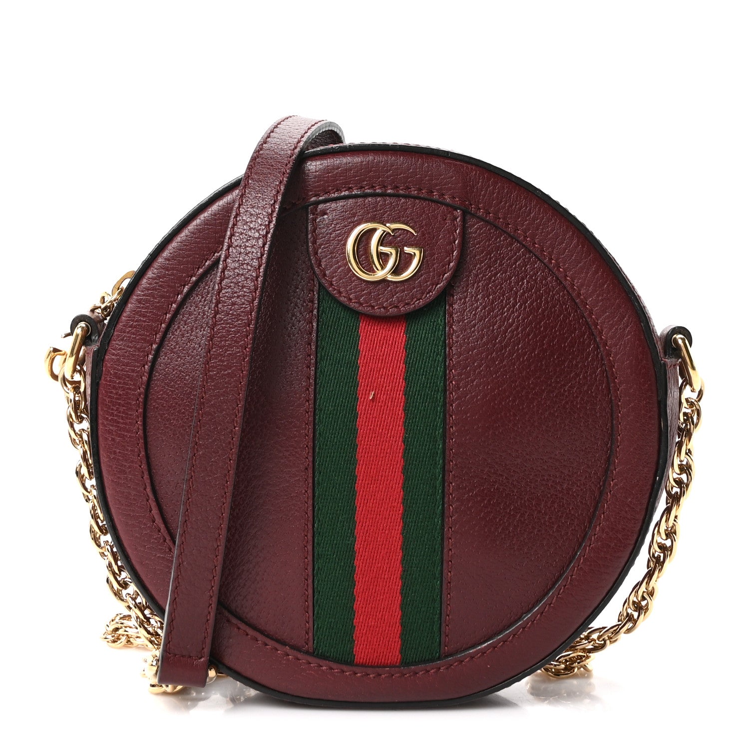 Gucci Soft Textured Calfskin Web Mini Ophidia Round Shoulder Bag Vintage Bordeaux 1 of 10