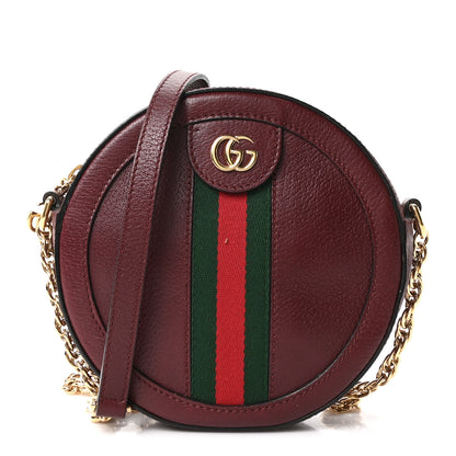 Gucci Soft Textured Calfskin Web Mini Ophidia Round Shoulder Bag Vintage Bordeaux 1 of 10