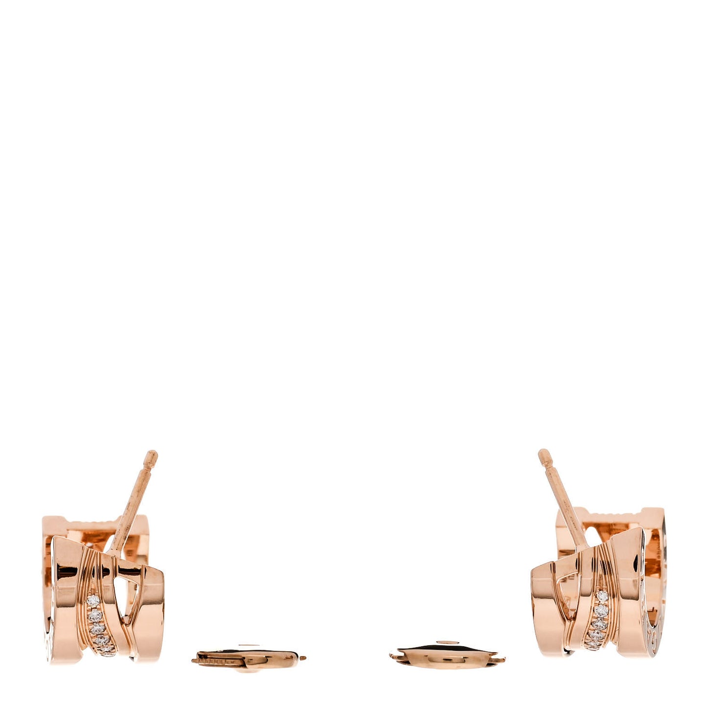 18K Rose Gold Diamond B.Zero1 Legend Hoop Earrings
