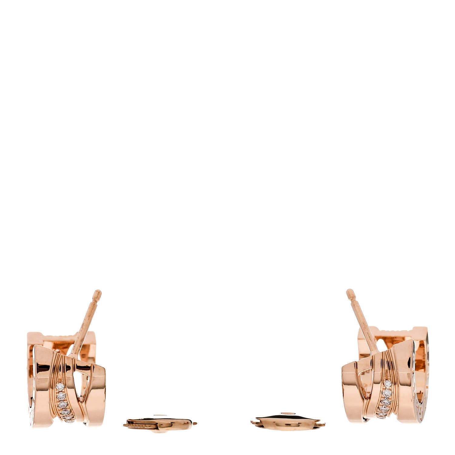 Bulgari 18K Rose Gold Diamond B.Zero1 Legend Hoop Earrings 3 of 6