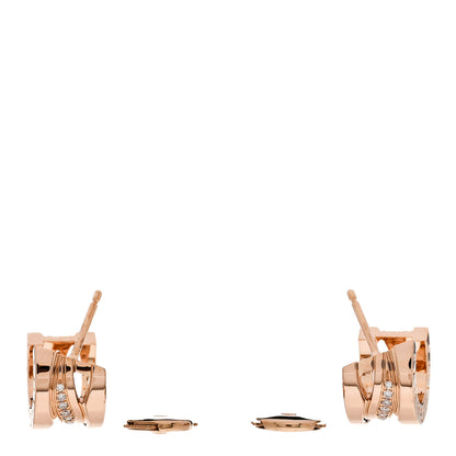 Bulgari 18K Rose Gold Diamond B.Zero1 Legend Hoop Earrings 3 of 6