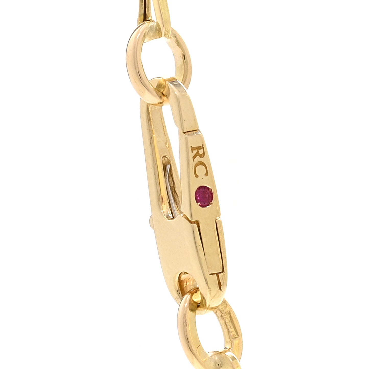 18K Yellow Gold Diamond Double O Paperclip Link Necklace