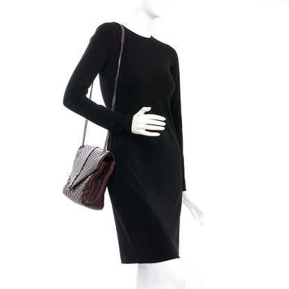 Saint Laurent Calfskin Mixed Matelasse Triquilt Large Monogram Envelope Satchel Bordeaux 2 of 10