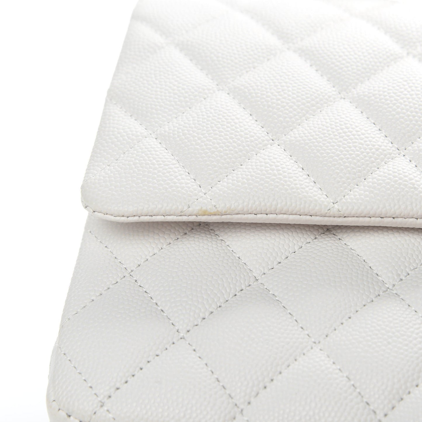 Caviar Quilted Medium Double Flap White