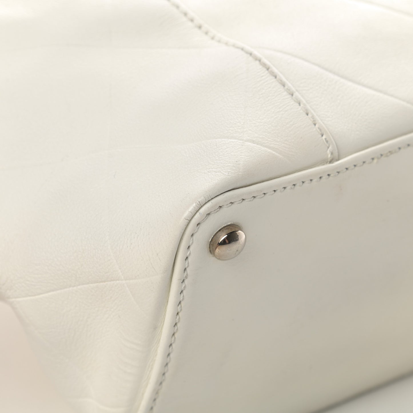 Calfskin CC Chevron All Day Long Tote White