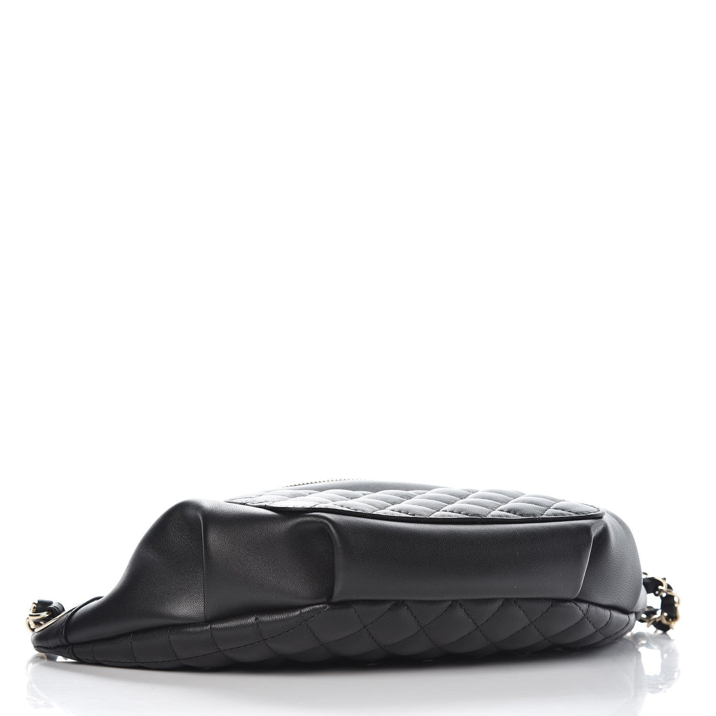 Lambskin Quilted Waist Bag Fanny Pack Black