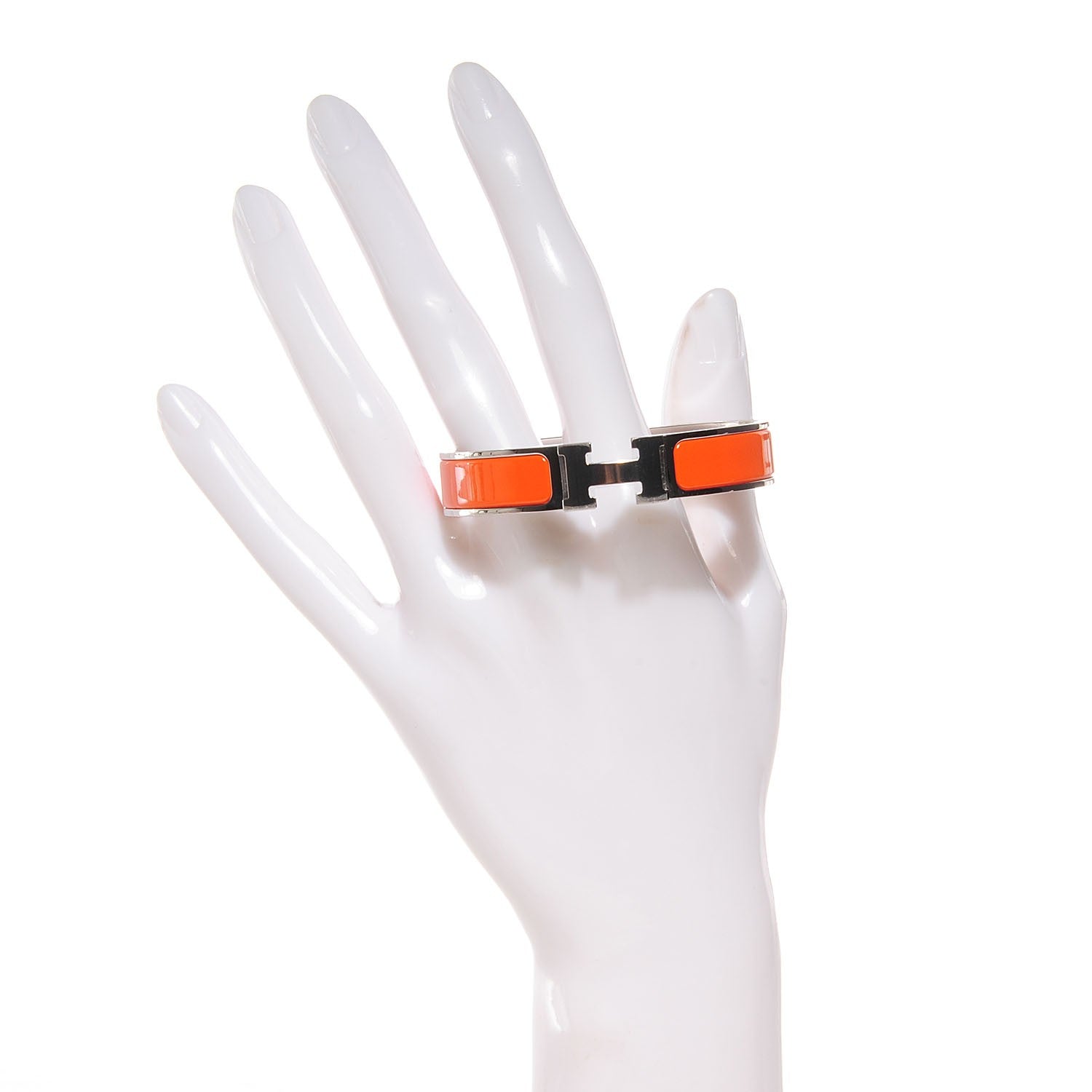 Hermes Enamel Narrow Clic Clac H Bracelet PM Orange 2 of 7