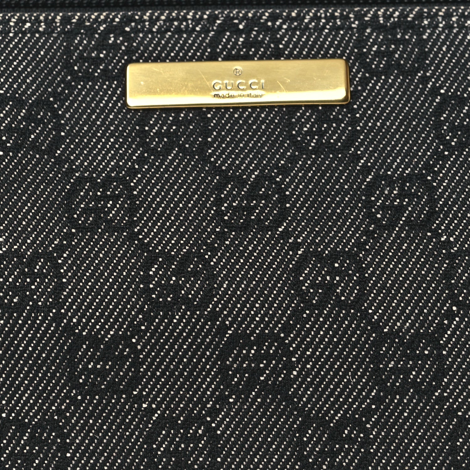 Gucci Denim Monogram Boat Pochette Black 8 of 11