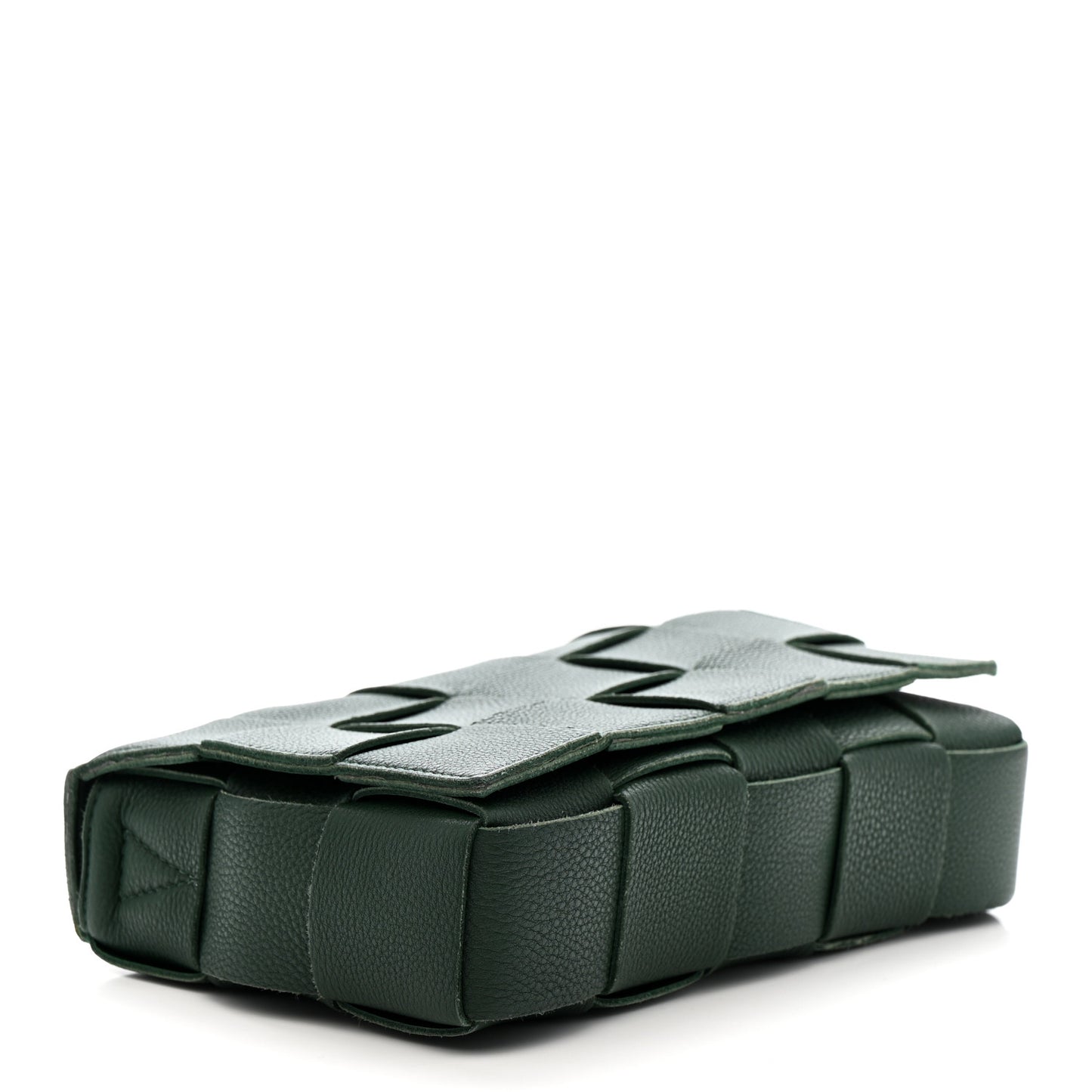 Grained Calfskin Maxi Intrecciato Cassette Crossbody Bag Raintree Green