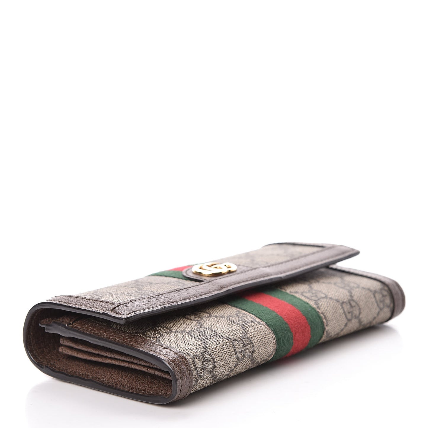 GG Supreme Monogram Web Ophidia Continental Wallet Brown