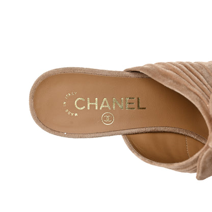 Chanel Suede Calfskin Bows CC Mules 38 Beige 8 of 11