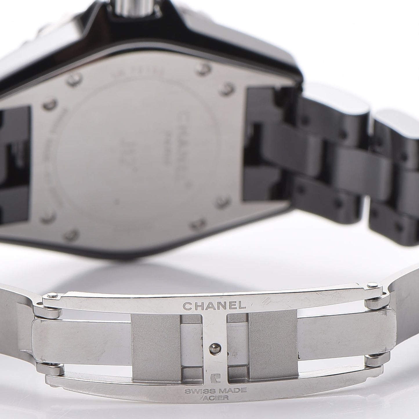 Stainless Steel Ceramic Diamond 33mm J12 Quartz Watch Black