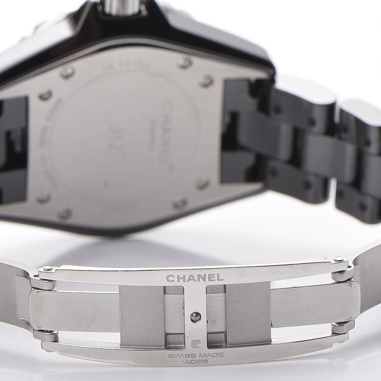 Chanel Stainless Steel Ceramic Diamond 33mm J12 Quartz Watch Black 8 of 9