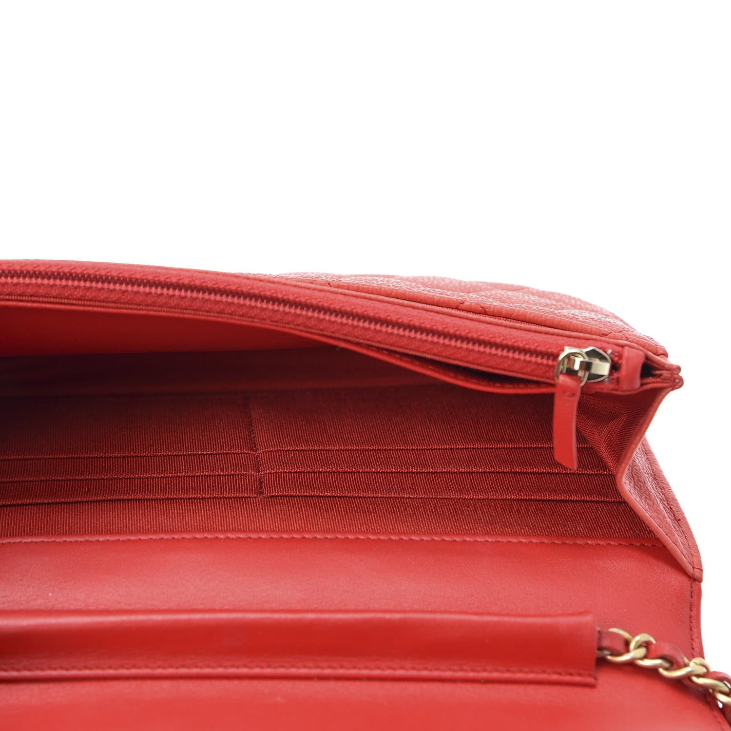 Chanel Letter Calfskin Embossed Quilted Wallet On Chain WOC Red 4 of 11