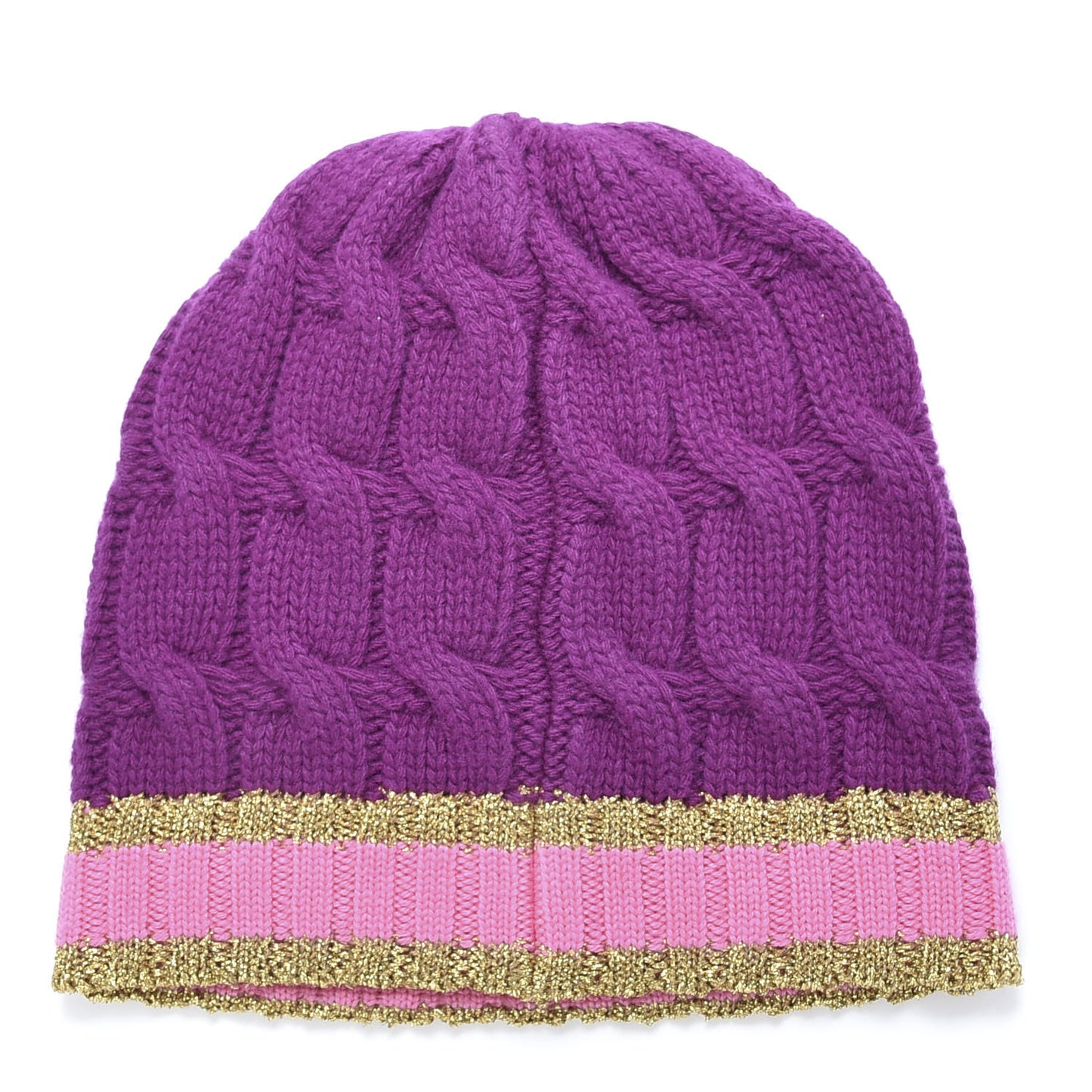 Wool Cashmere Polyamide Cable Knit Bonhate Beanie Hat M Magenta Pink