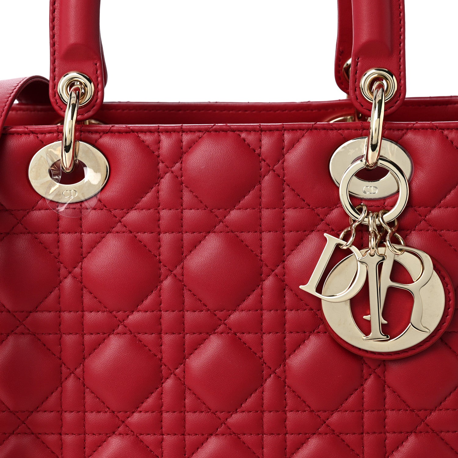 Christian Dior Lambskin Cannage Medium Lady Dior Red 8 of 10