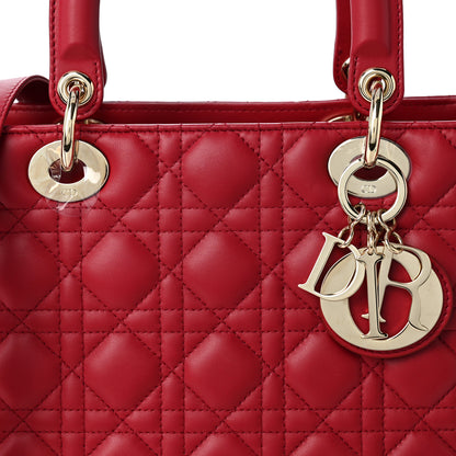 Christian Dior Lambskin Cannage Medium Lady Dior Red 8 of 10