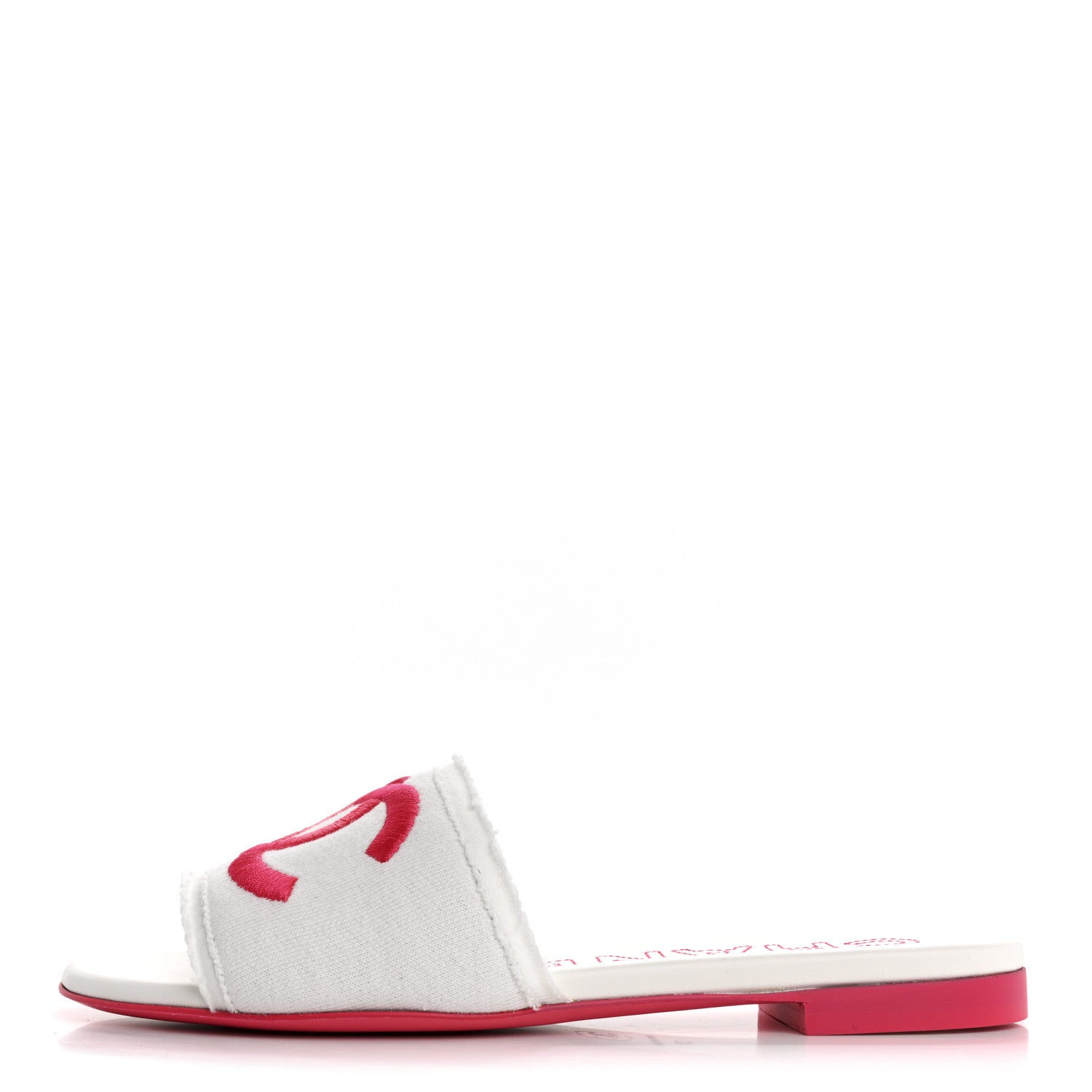 Chanel Jersey Knit CC Mules 37 White Fuchsia 1 of 10
