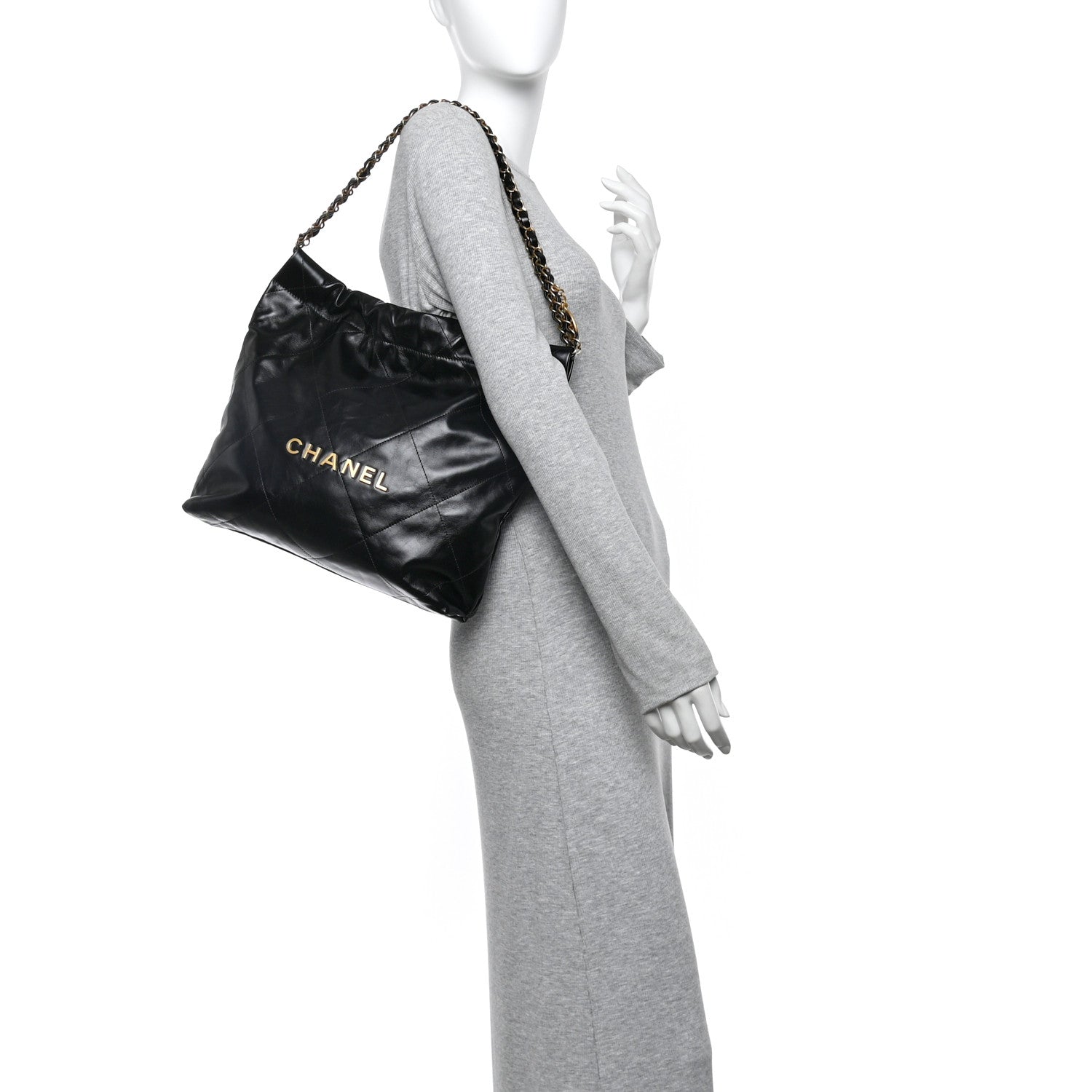 Chanel Shiny Calfskin Quilted Small Chanel 22 Black 2 of 11