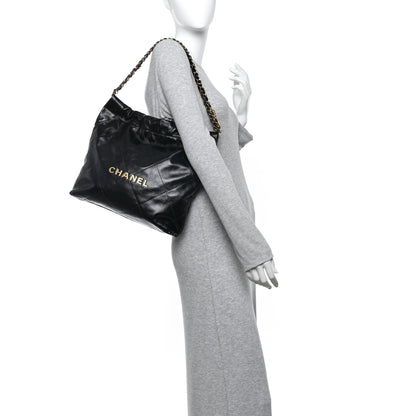 Chanel Shiny Calfskin Quilted Small Chanel 22 Black 2 of 11