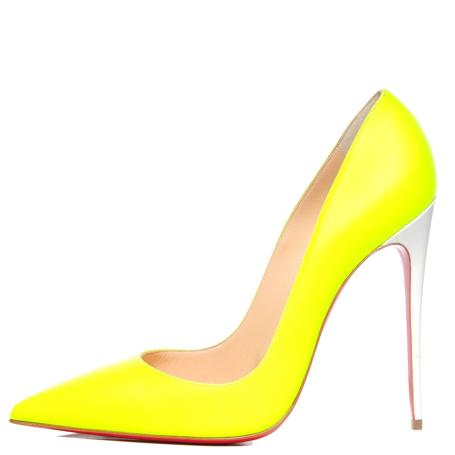 Christian Louboutin Matte Calfskin Jazz Calf Fluo So Kate 120 Pumps 40 Yellow White 1 of 7