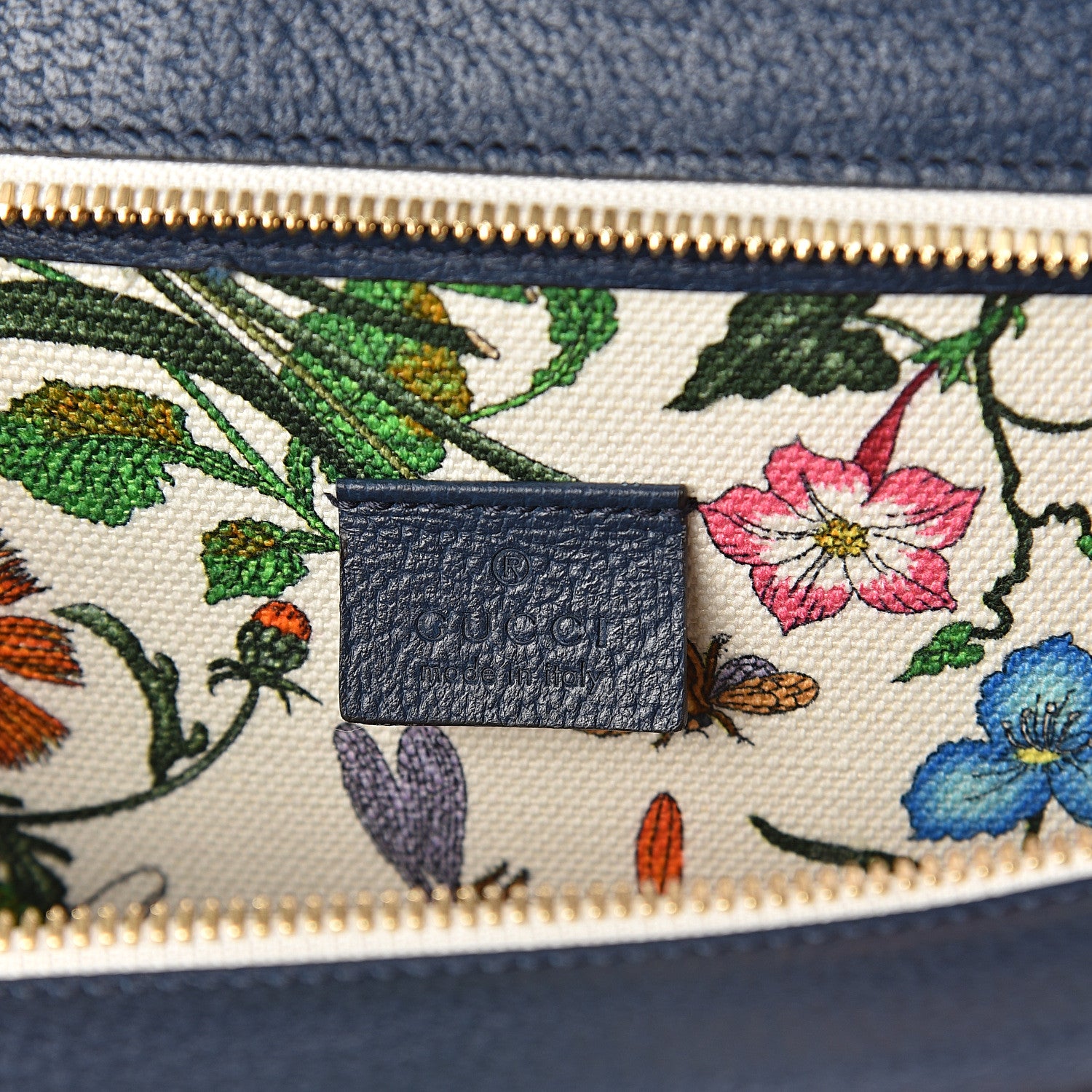 Gucci Canvas Medium Flora Tote White Multicolor Blue Agata 5 of 8