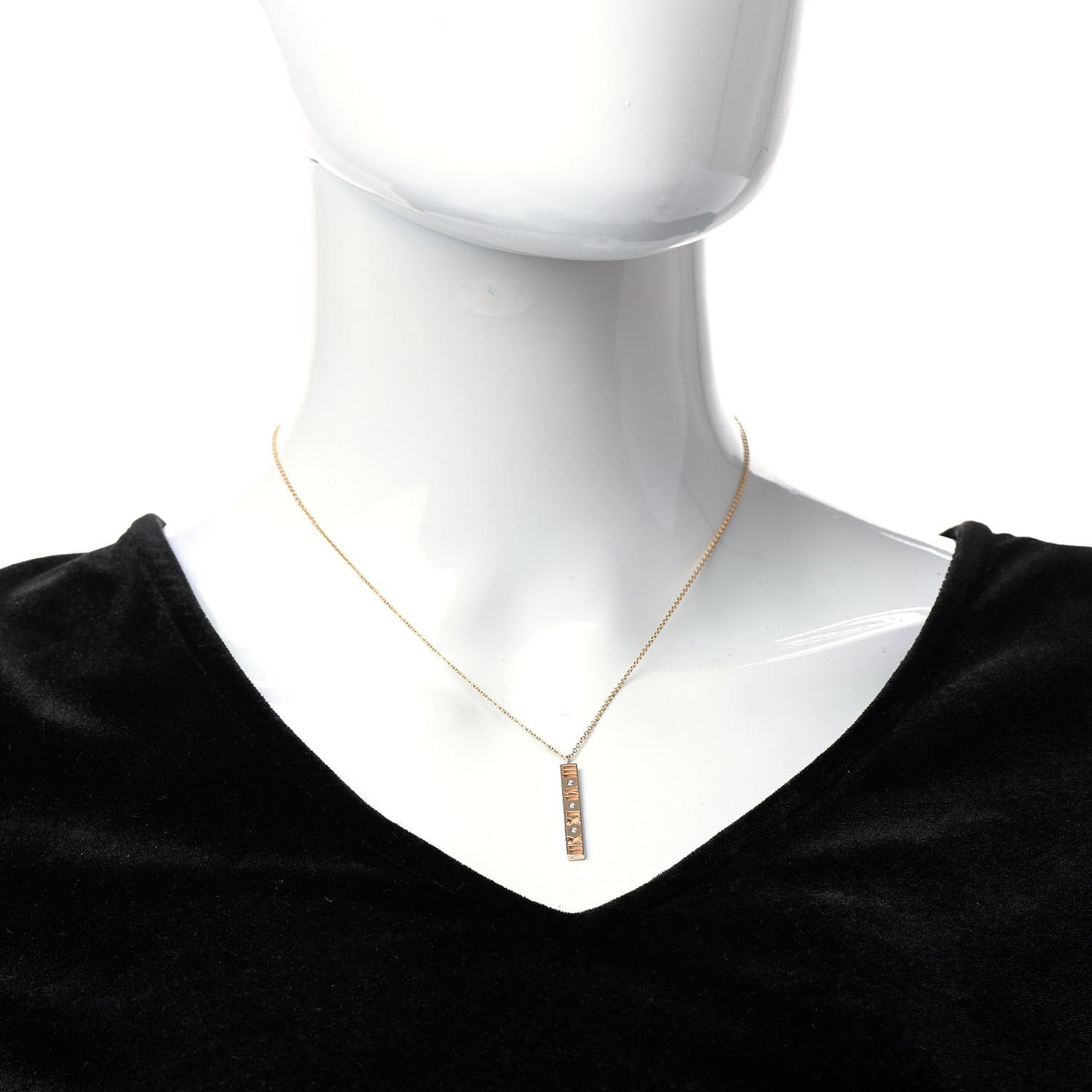 18K Rose Gold Diamond Atlas Bar Pendant Necklace