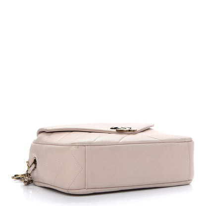 Chanel Shiny Lambskin Chevron Stitched Small Coco Camera Case Beige 4 of 12