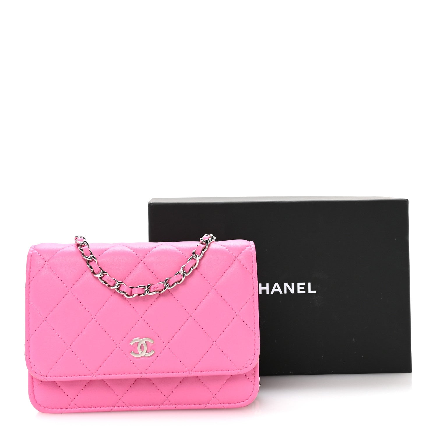 Chanel Lambskin Quilted Mini Wallet On Chain WOC Pink 20 of 21