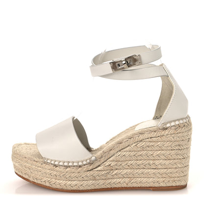Hermes Calfskin Tipoli Espadrille Wedges 38 White 1 of 12
