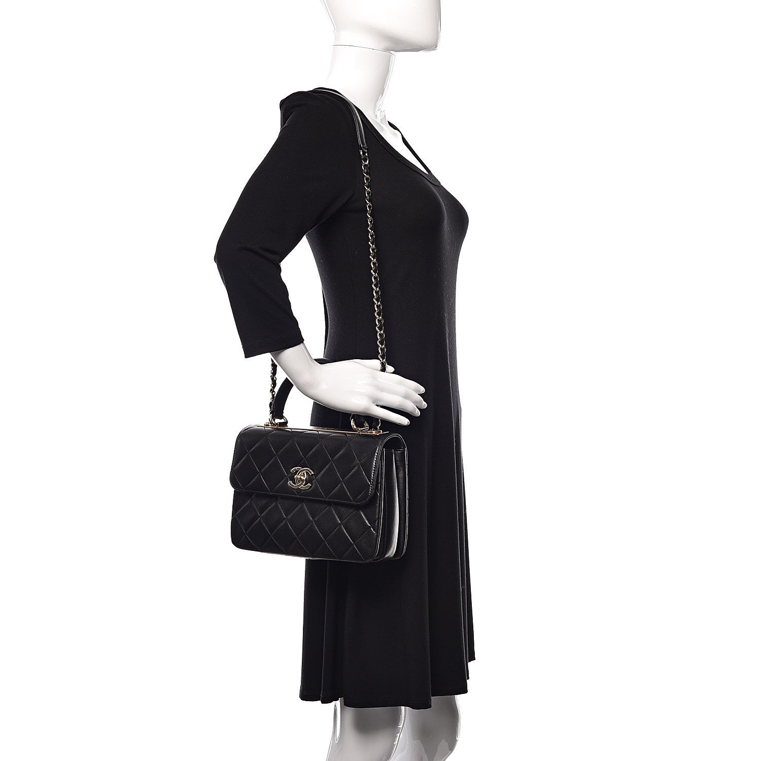 Chanel Lambskin Quilted Small Trendy CC Dual Handle Flap Bag Black 2 of 14