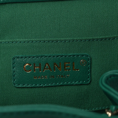 Chanel Lambskin Quilted Small Duma Drawstring Backpack Green 6 of 9