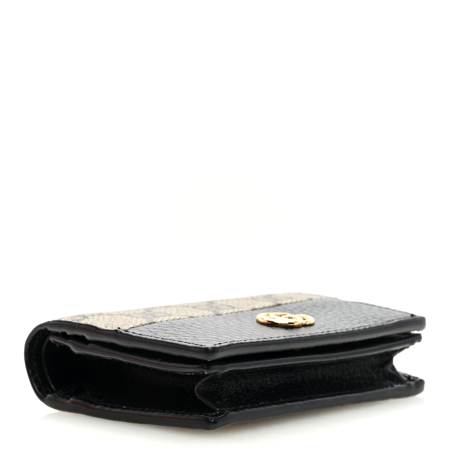 Dollar Calfskin GG Supreme Monogram GG Marmont Card Case Black Beige Ebony