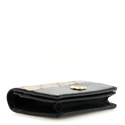 Gucci Dollar Calfskin GG Supreme Monogram GG Marmont Card Case Black Beige Ebony 4 of 6