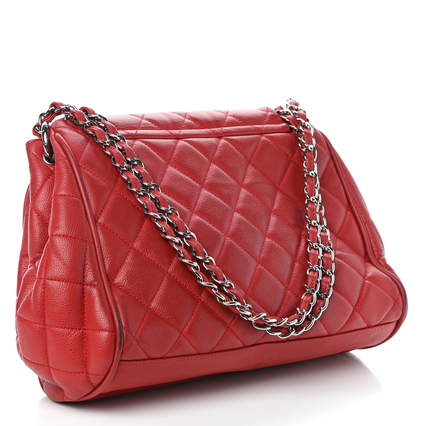 Caviar Quilted Timeless Accordion Flap Red