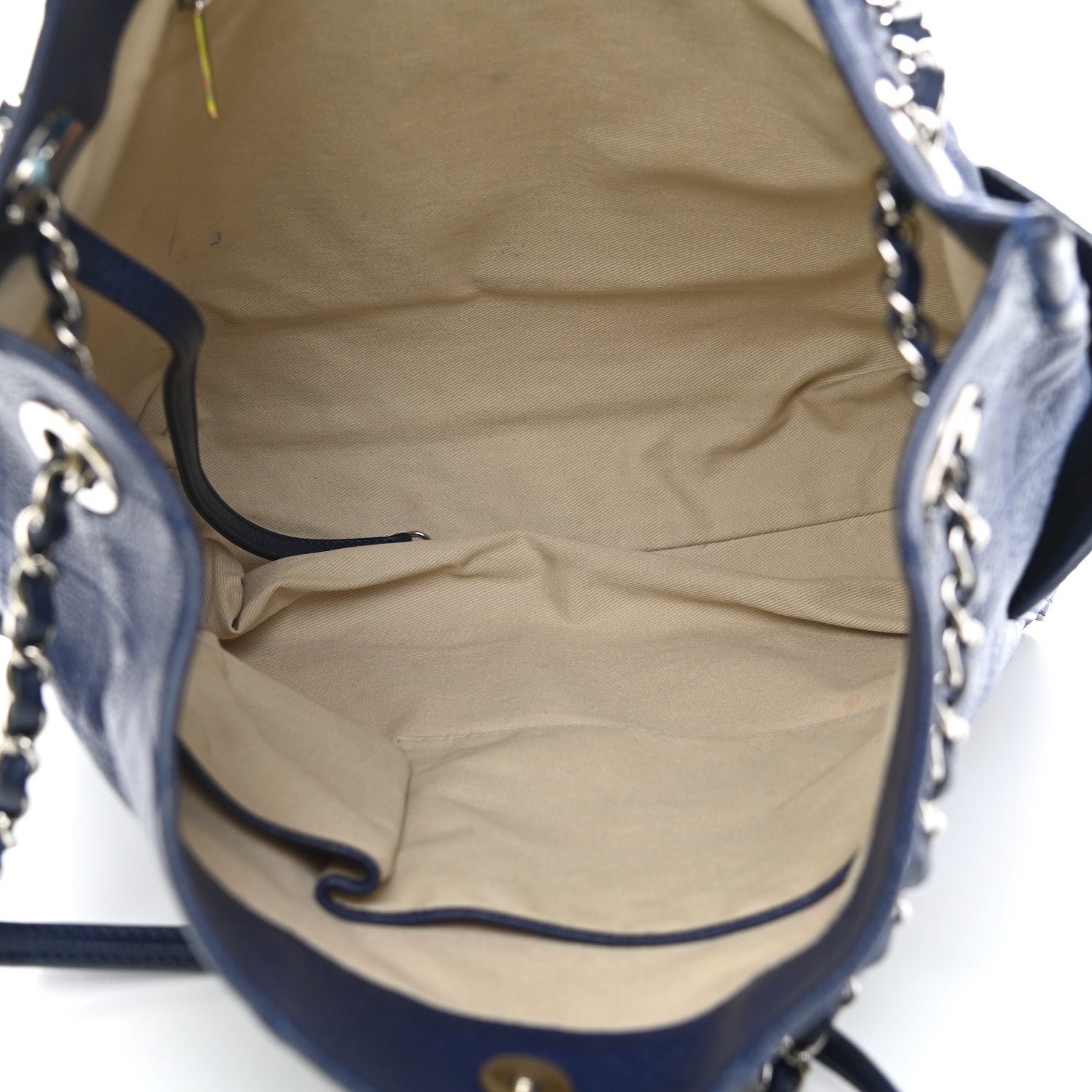 Chanel Grained Calfskin Stitched CC Pocket Tote Navy Blue 4 of 13