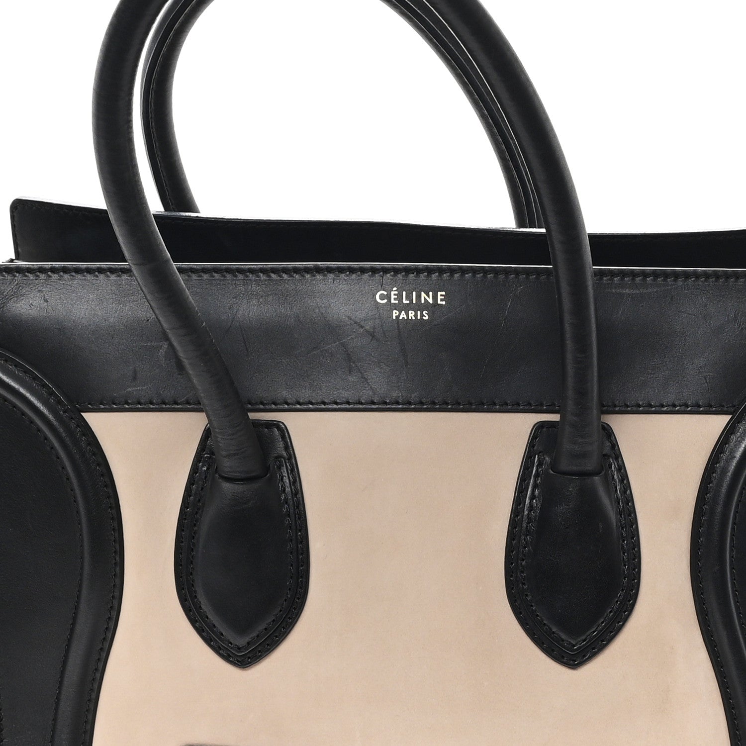 Celine Satin Calfskin Suede Mini Tri-Color Luggage Seashell 8 of 13