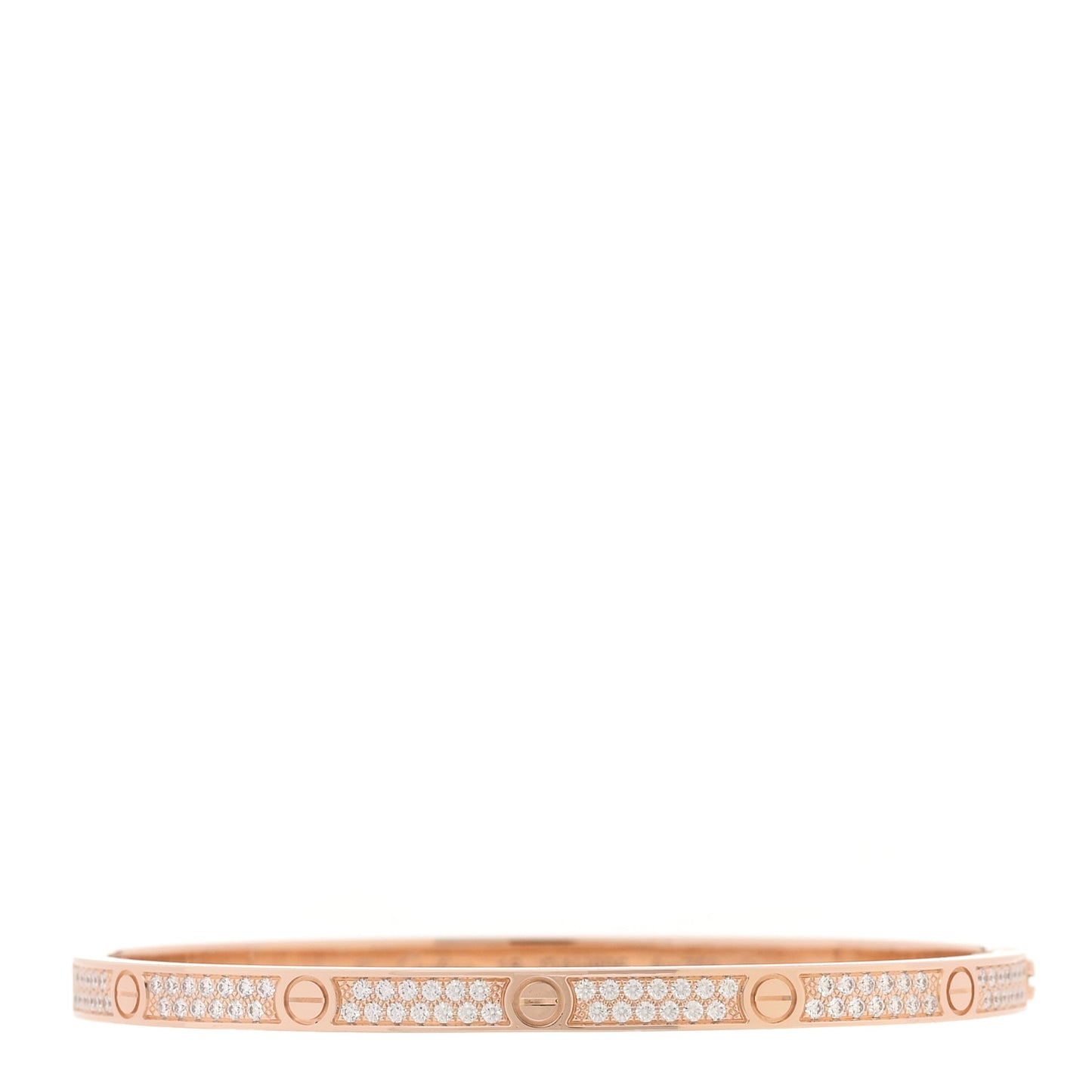 18K Pink Gold Diamond Small LOVE Paved Bracelet 16