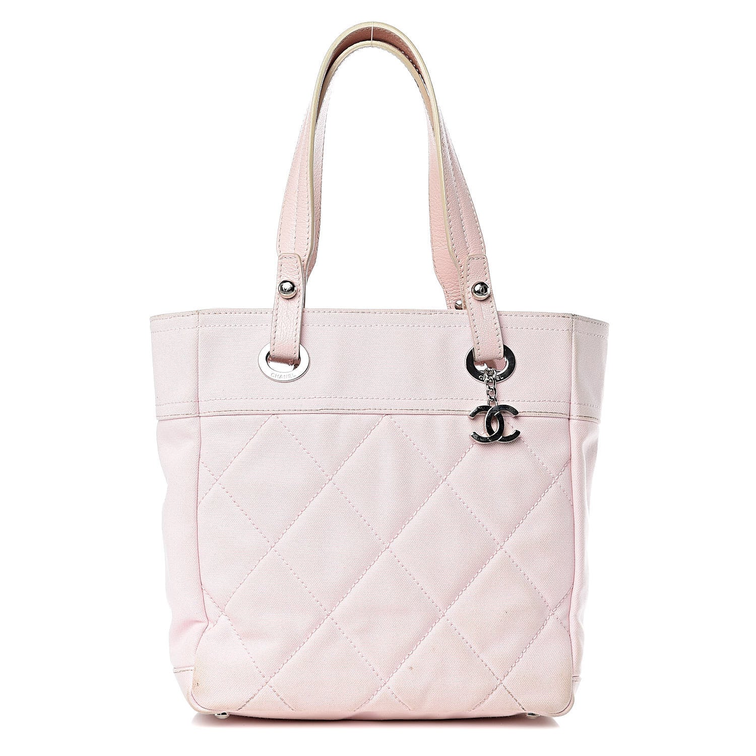 Chanel Coated Canvas Quilted Small Paris Biarritz Tote Pink 1 of 25