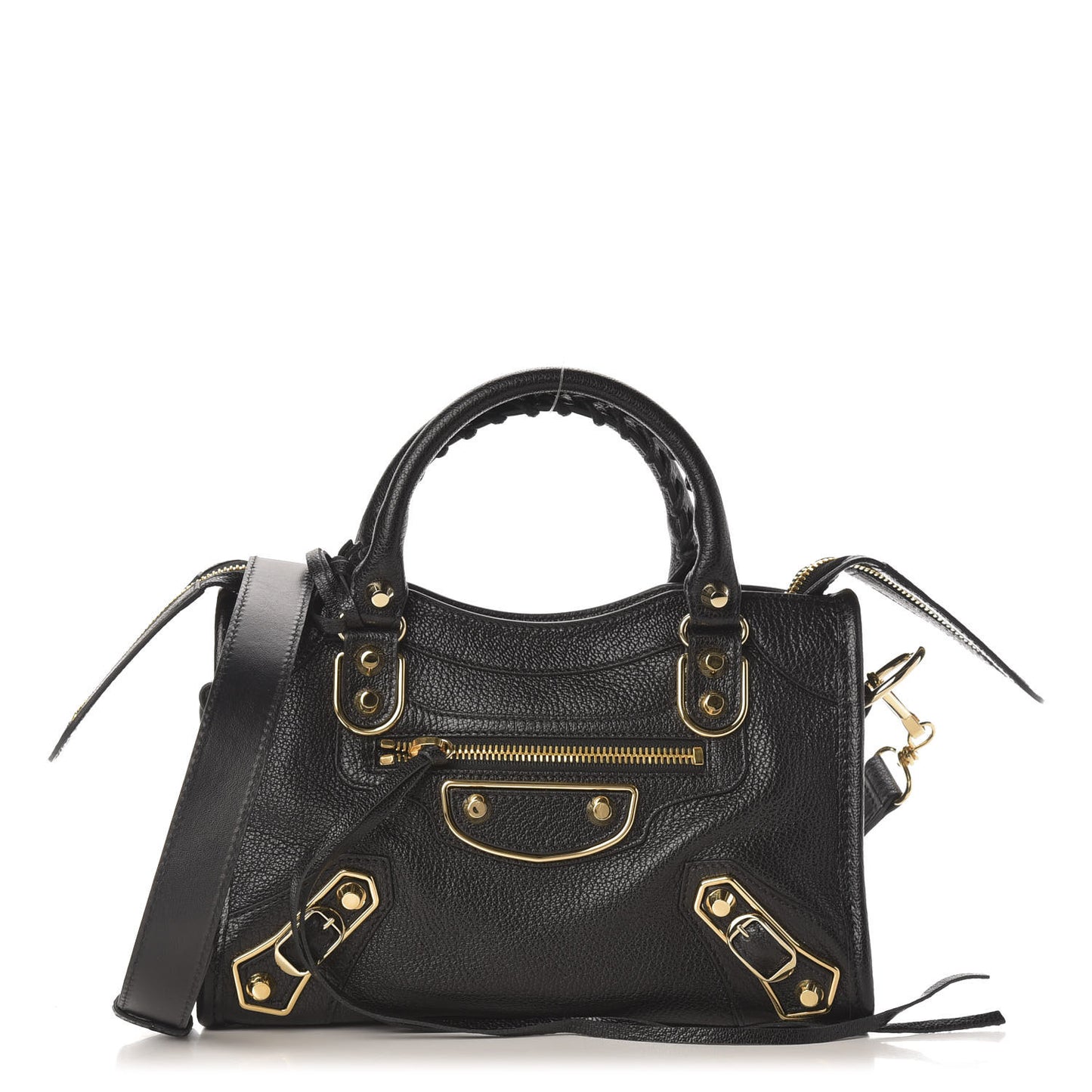 Chevre Gold Metallic Edge Hardware Mini City Black