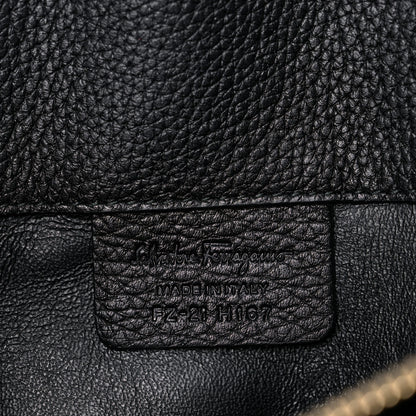 Salvatore Ferragamo Hammered Calfskin Medium Studio Bag Black 9 of 16