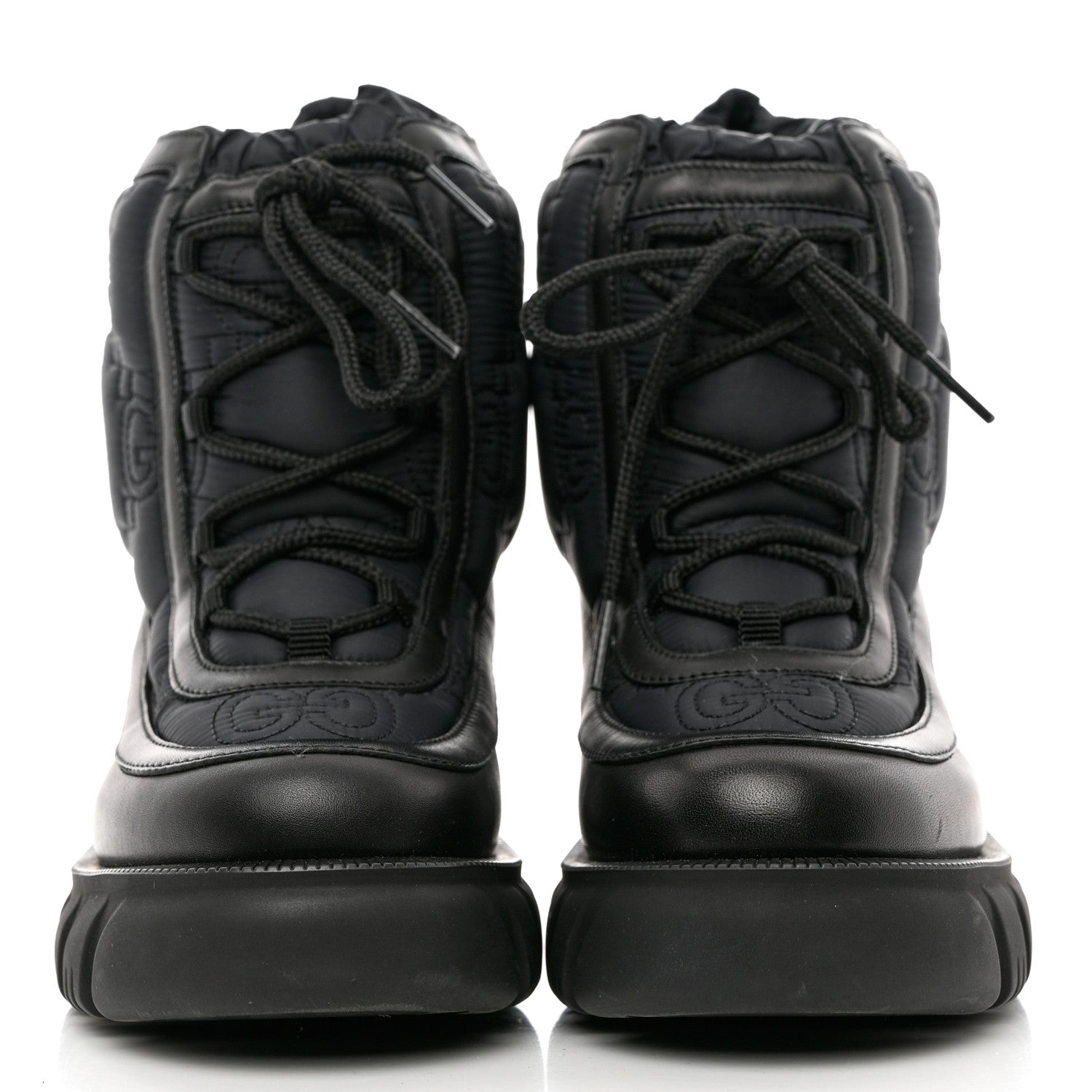 Gucci Nylon Calfskin GG Matelasse Lace Up Platform Ankle Boots 36 Black 2 of 11