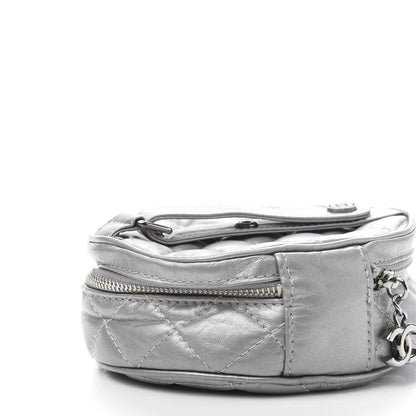 Chanel Metallic Aged Calfskin Quilted Round Bag Silver 10 of 12