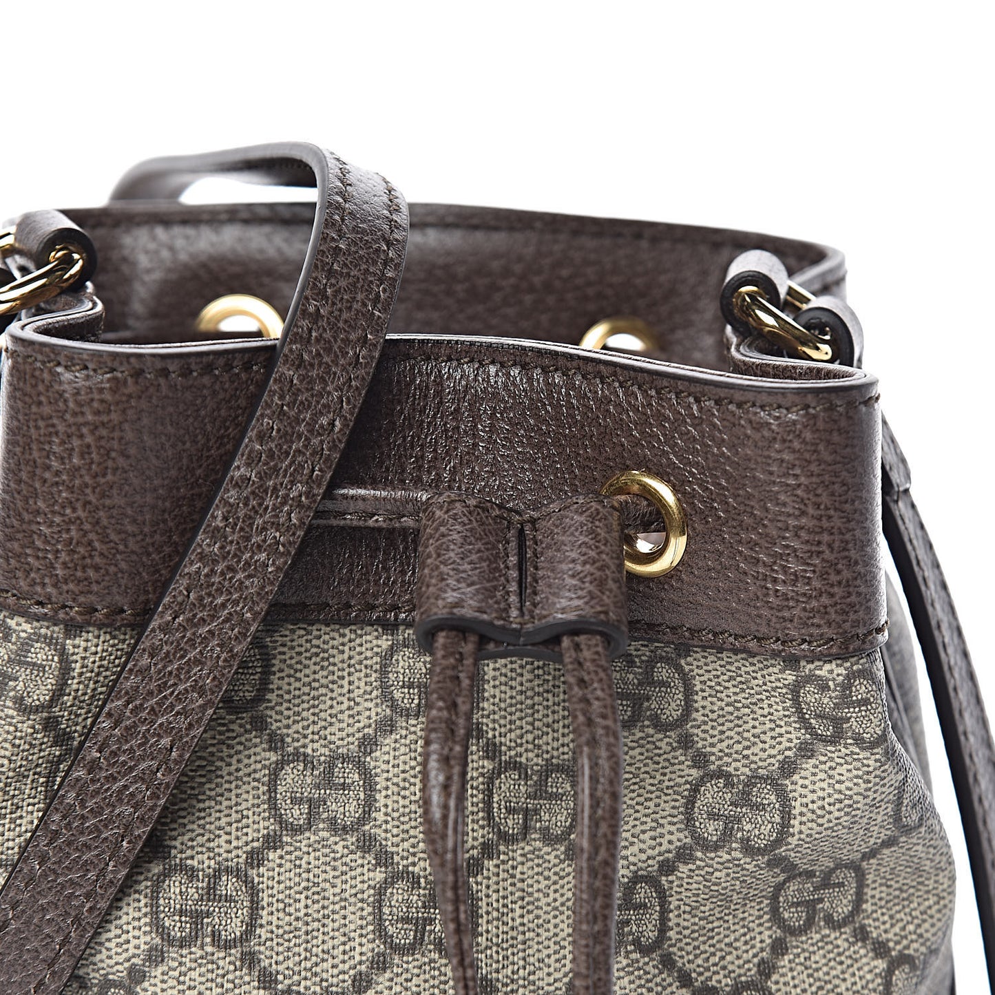 GG Supreme Monogram Web Mini Ophidia Bucket Bag Brown