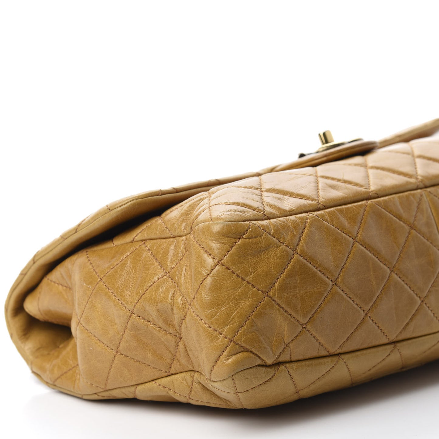 Glazed Calfskin Castle Rock Medium Flap Yellow