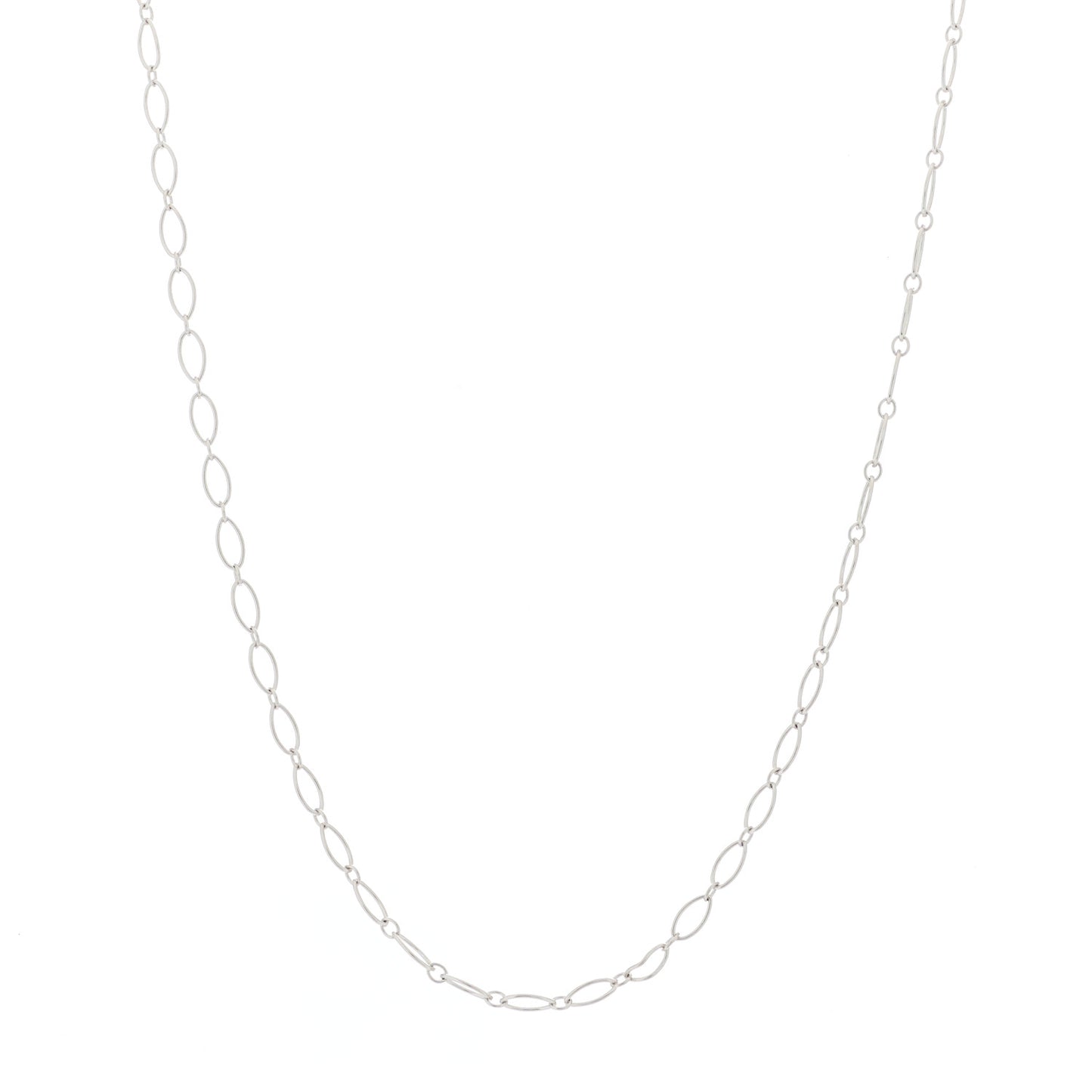 18K White Gold Oval Link Chain Necklace