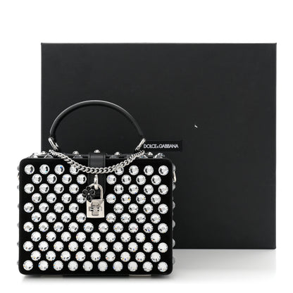 Dolce & Gabbana Suede Crystal Embellished Lily Box Bag Black 11 of 11